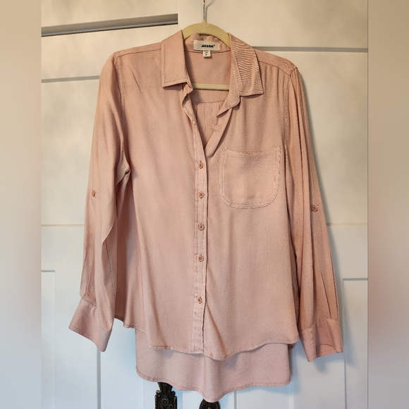 Jak & Rae Pink Blouse sz M Shirt Button Up Work Long Sleeve Dress Top - Picture 1 of 8